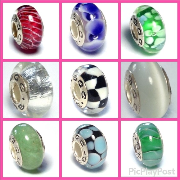 3 for $20 Murano glass charms .925 sterling silver - Picture 2 of 4